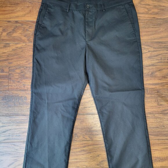 CALVIN KLEIN Black Straight Leg Dress Pants sz 38x30 EUC Office Business Casual - Picture 1 of 7